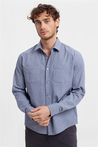 0037522 Vip Stendo Erkek Gömlek Mavi