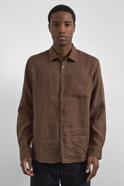 0038073 Vip Stendo Erkek Gömlek Açık Kahverengi