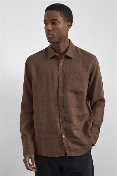 0038073 Vip Stendo Erkek Gömlek Açık Kahverengi