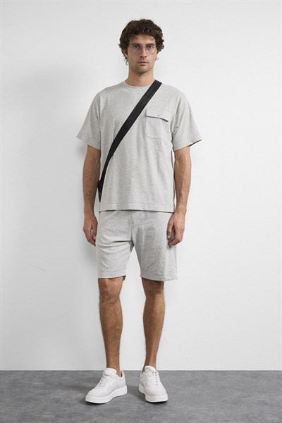 0038620 Vip Stendo Erkek Şort Tişört Takımı Gri Melanj