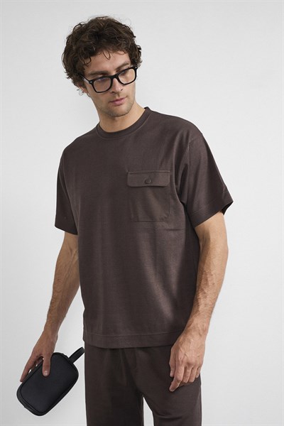 0038620 Vip Stendo Erkek Şort Tişört Takımı Kahverengi