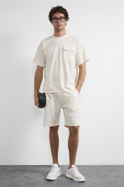 0038620 Vip Stendo Erkek Şort Tişört Takımı Bej