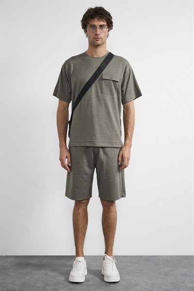 0038622 Vip Stendo Erkek Şort Tişört Takımı Haki