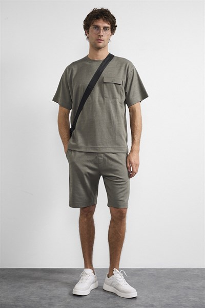0038622 Vip Stendo Erkek Şort Tişört Takımı Haki