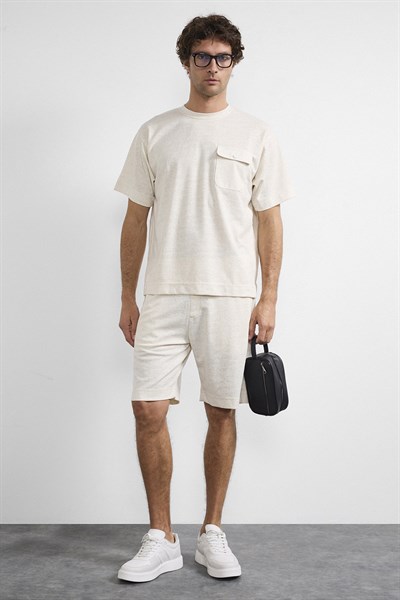 0038622 Vip Stendo Erkek Şort Tişört Takımı Bej