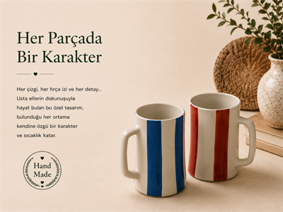 Hand Made Seramik Bira Bardağı 2'li Set