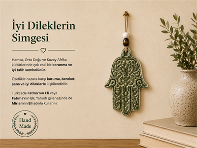 Seramik Hamsa Eli Duvar Süsü