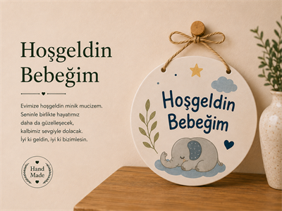 Seramik Hos Geldin Bebeğim Kapı Süsü