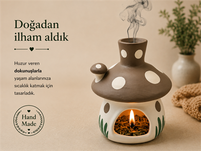 Seramik Mantar Ev Tütsülük Esanslık