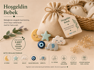 Seramik Yeni Doğan Bebek Hediyesi Kese 