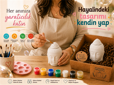 Seramik Yetişkin Boyama Seti Buda Mumluk Tütsülük