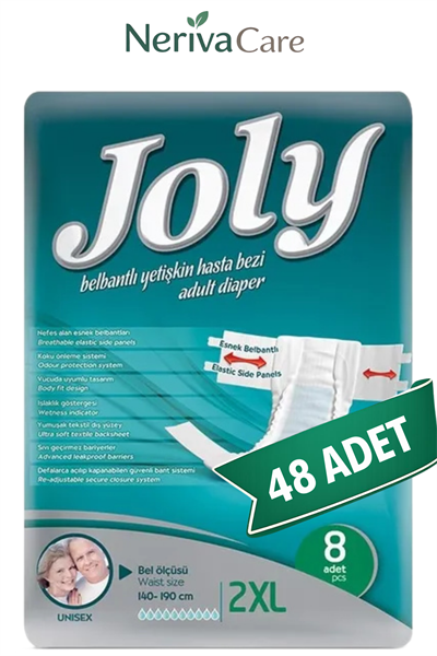 Joly Bel Bantlı Hasta Bezi XXL Beden 48 Adet | XXLarge Boy Yüksek Emicilik