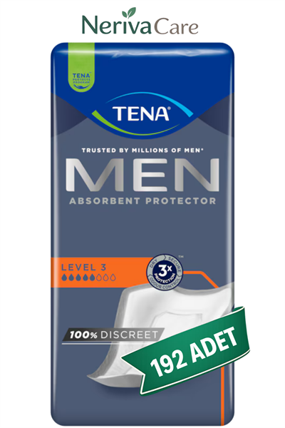 TENA Men Level 3 Erkek Mesane Pedi 192 Adet | Yüksek EmicilikMesane PedinerivacareTENA Men Level 3 Erkek Mesane Pedi 192 Adet | Yüksek Emicilik