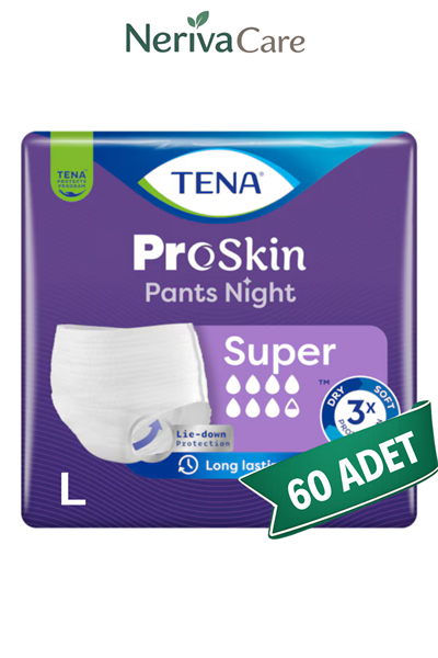 TENA ProSkin Pants Night Süper Emici Külot Hasta Bezi L Beden 60 Adet | Gece Boyu KorumaKülot Hasta Bezleri (Emici Külot)nerivacareTENA ProSkin Pants Night Süper Emici Külot Hasta Bezi L Beden 60 Adet | Large Boy Yüksek Emicilik