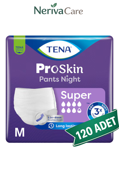 TENA ProSkin Pants Night Süper Emici Külot Hasta Bezi M Beden 120 Adet | Uzun Dönem Gece KorumasıKülot Hasta Bezleri (Emici Külot)nerivacareTENA ProSkin Pants Night Süper Emici Külot Hasta Bezi M Beden 120 Adet | Medium Boy Yüksek Emicilik
