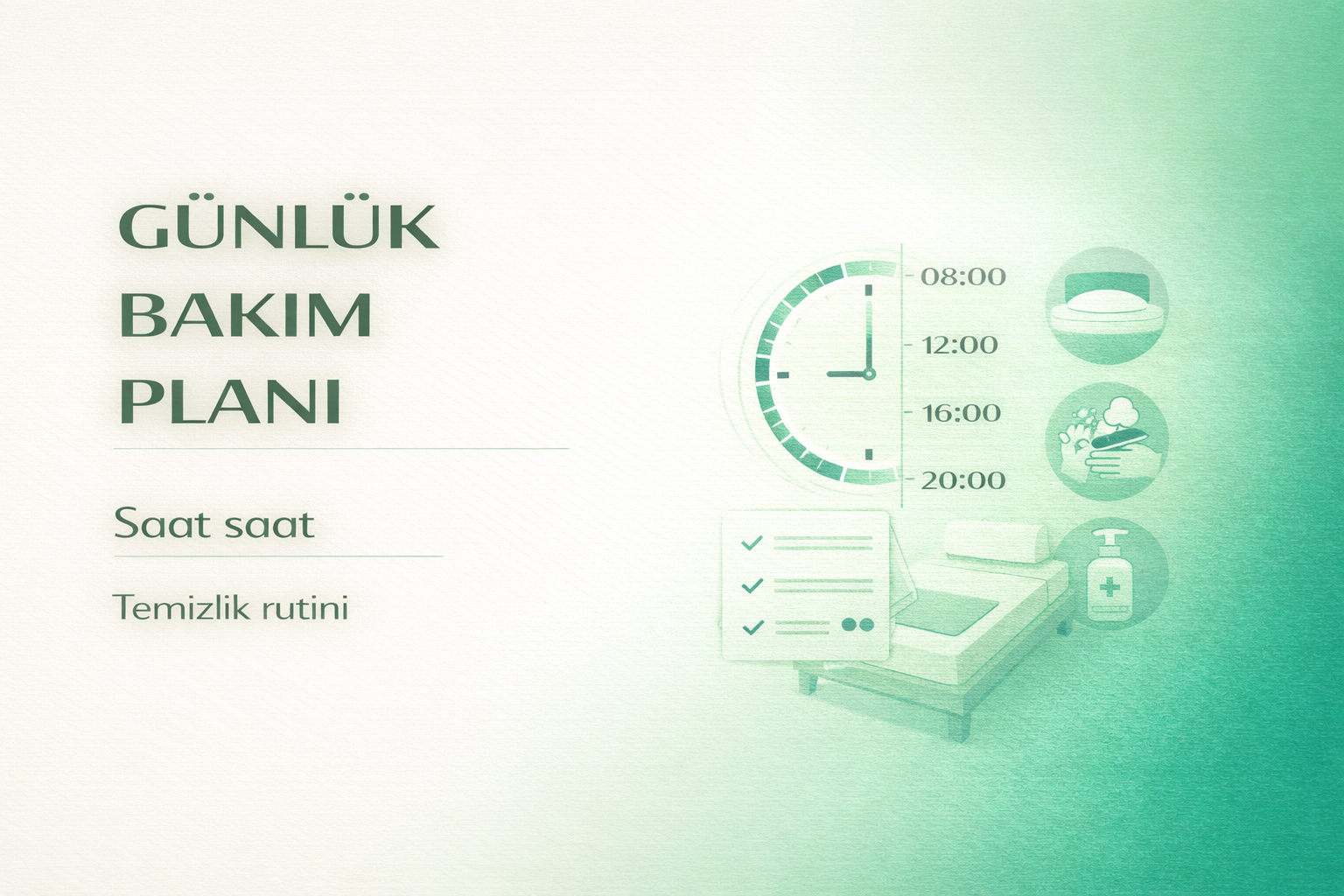 yatan hasta bakım rutini,temizlik planı,evde bakım saat planı,hasta bakım hijyen,inkontinans bakım