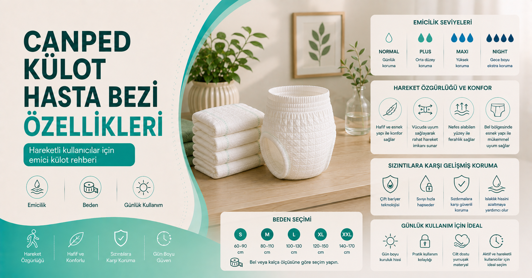 Canped külot hasta bezi özellikleri