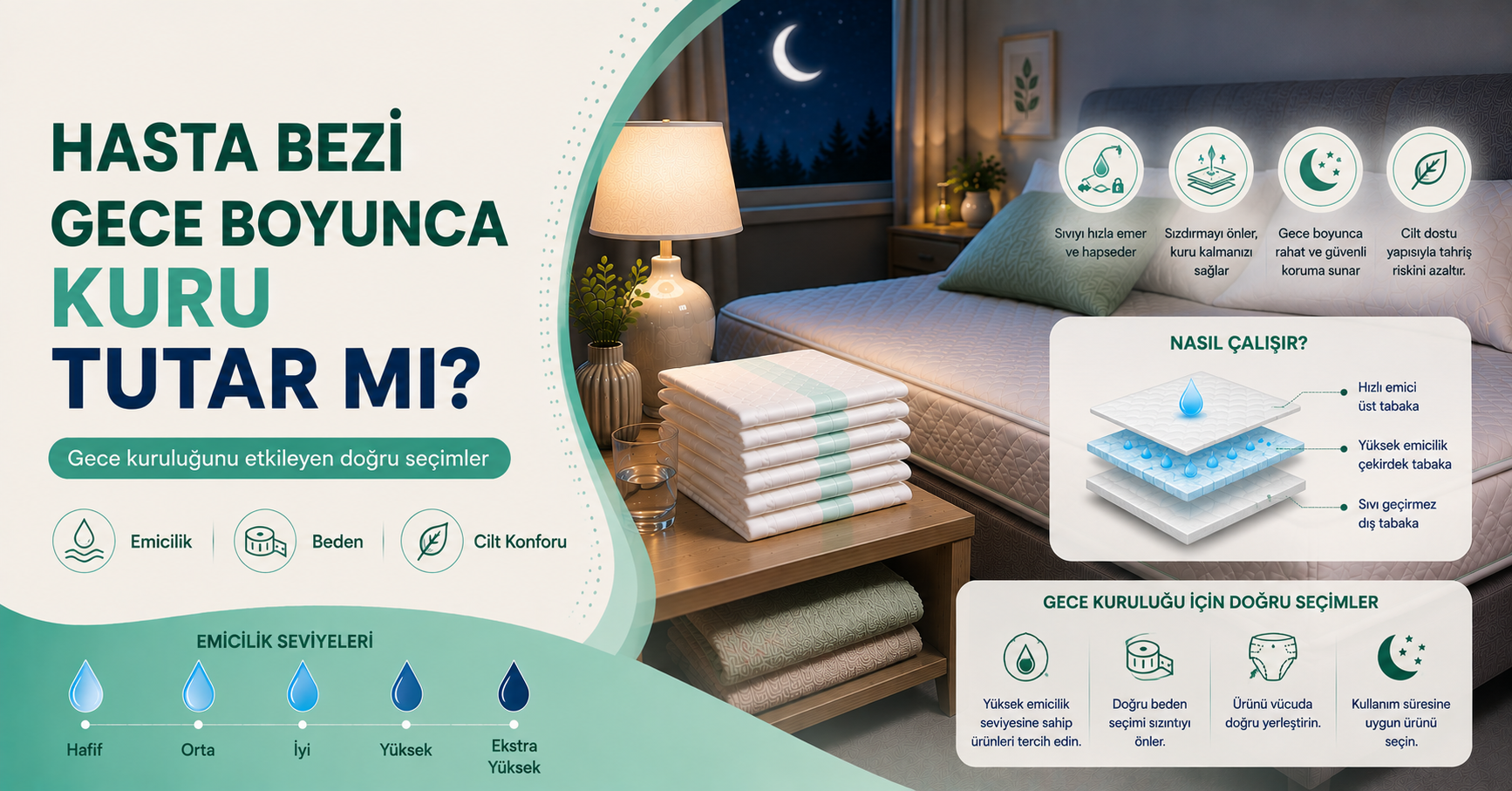 hasta bezi gece boyunca kuru tutar mı