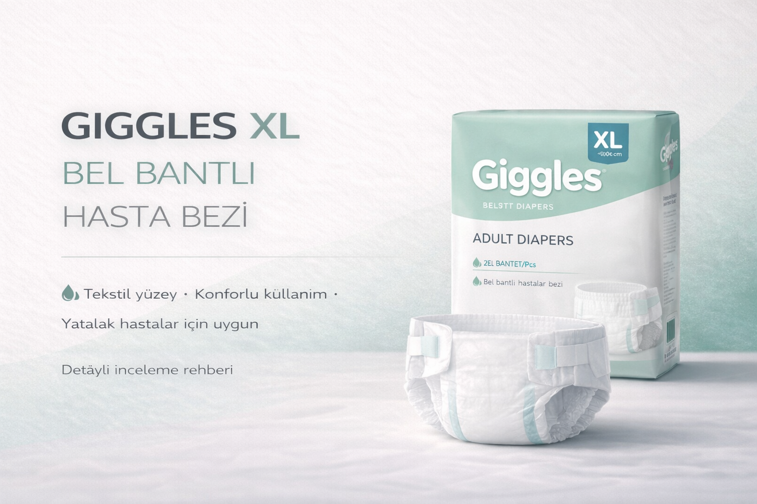Giggles XL tekstil yüzeyli bel bantlı yetişkin hasta bezi incelemesi