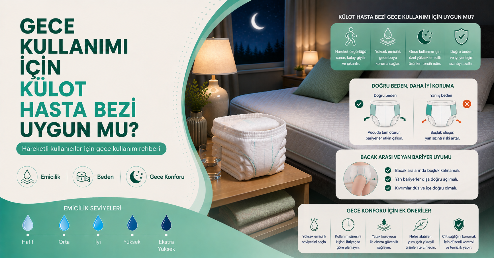 gece kullanımı için külot hasta bezi rehberi