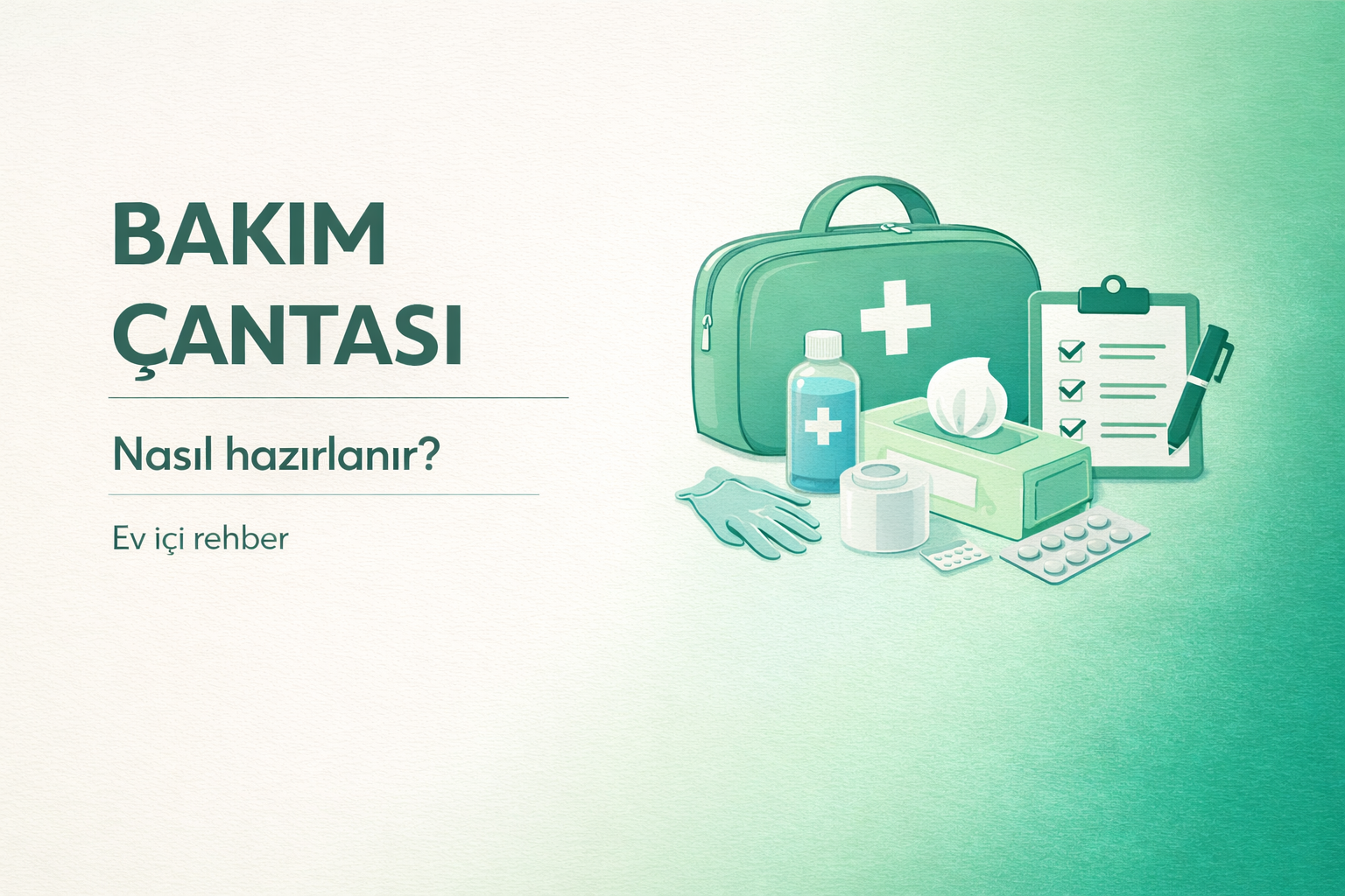 bakım çantası nasıl hazırlanır,evde bakım çantası,hasta bakım çantası içindekiler,yatan hasta bakım ürünleri,evde bakım rehberi,hasta bakım hijyen,inkontinans bakım,bakım organizasyonu,hijyen planı