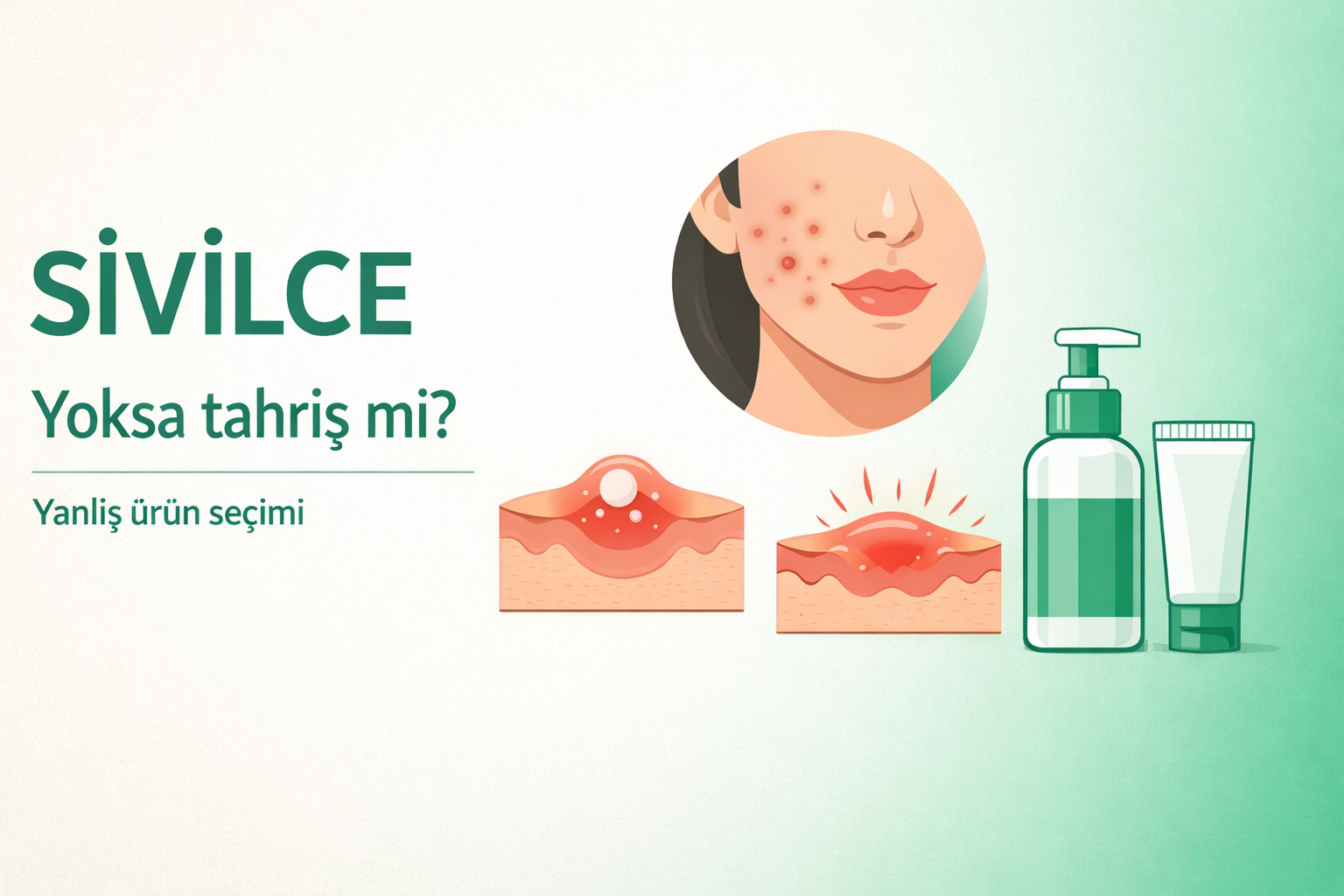 sivilce mi tahriş mi nasıl anlaşılır,cilt tahrişi belirtileri,akne ve irritasyon farkı,yanlış cilt bakım ürünü seçimi,sivilce ve kızarıklık farkı,cilt bariyeri tahrişi,dermokozmetik akne bakımı,hassas cilt bakım rehberi,cilt bakım hataları,yüz kızarıklığı neden olur,tahriş olmuş cilt bakımı,cilt sağlığı rehberi