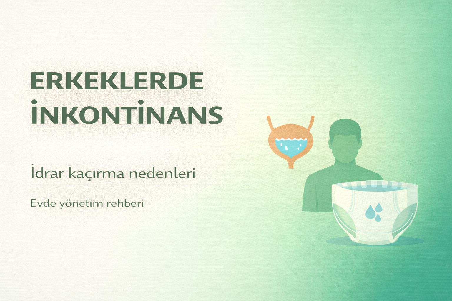 erkeklerde idrar kaçırma nedenleri,prostat ve inkontinans ilişkisi,erkek inkontinans yönetimi rehberi,yetişkin hasta bezi erkek kullanımı,erkeklerde mesane kontrol problemleri