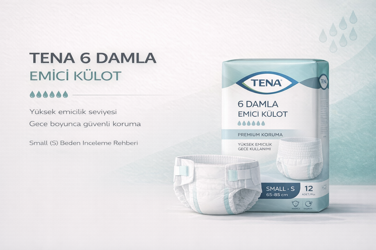 Tena 6 damla emici külot Small beden yüksek emicilikli hasta bezi