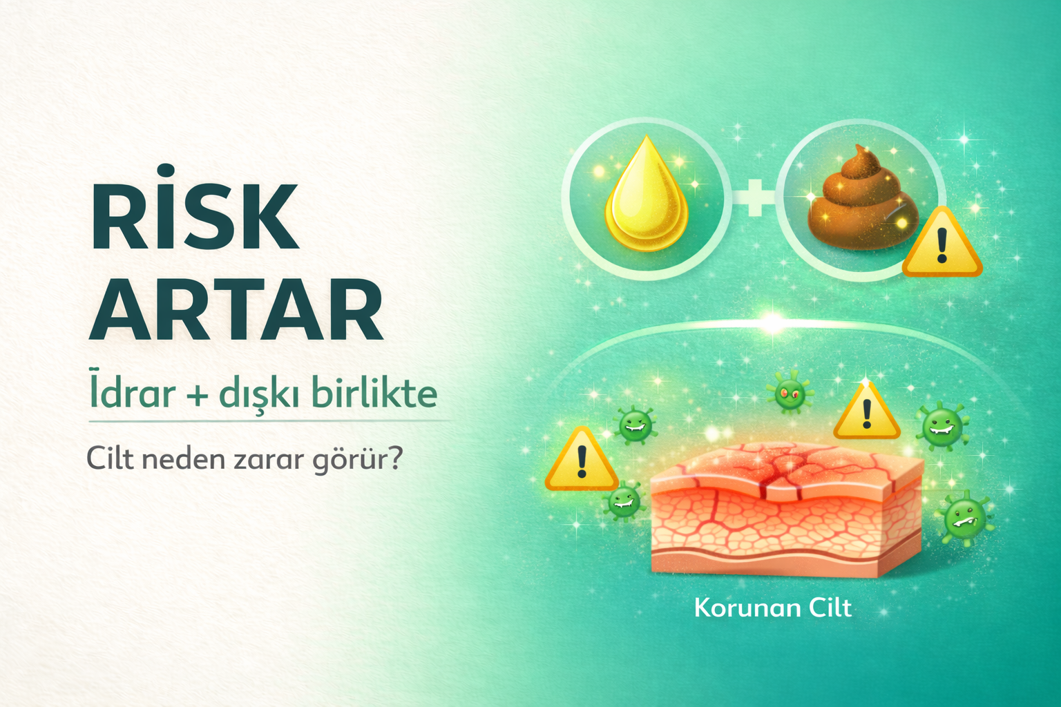 idrar dışkı cilt riski,pişik nedenleri,inkontinans bakım,hasta bezi tahriş,cilt sağlığı