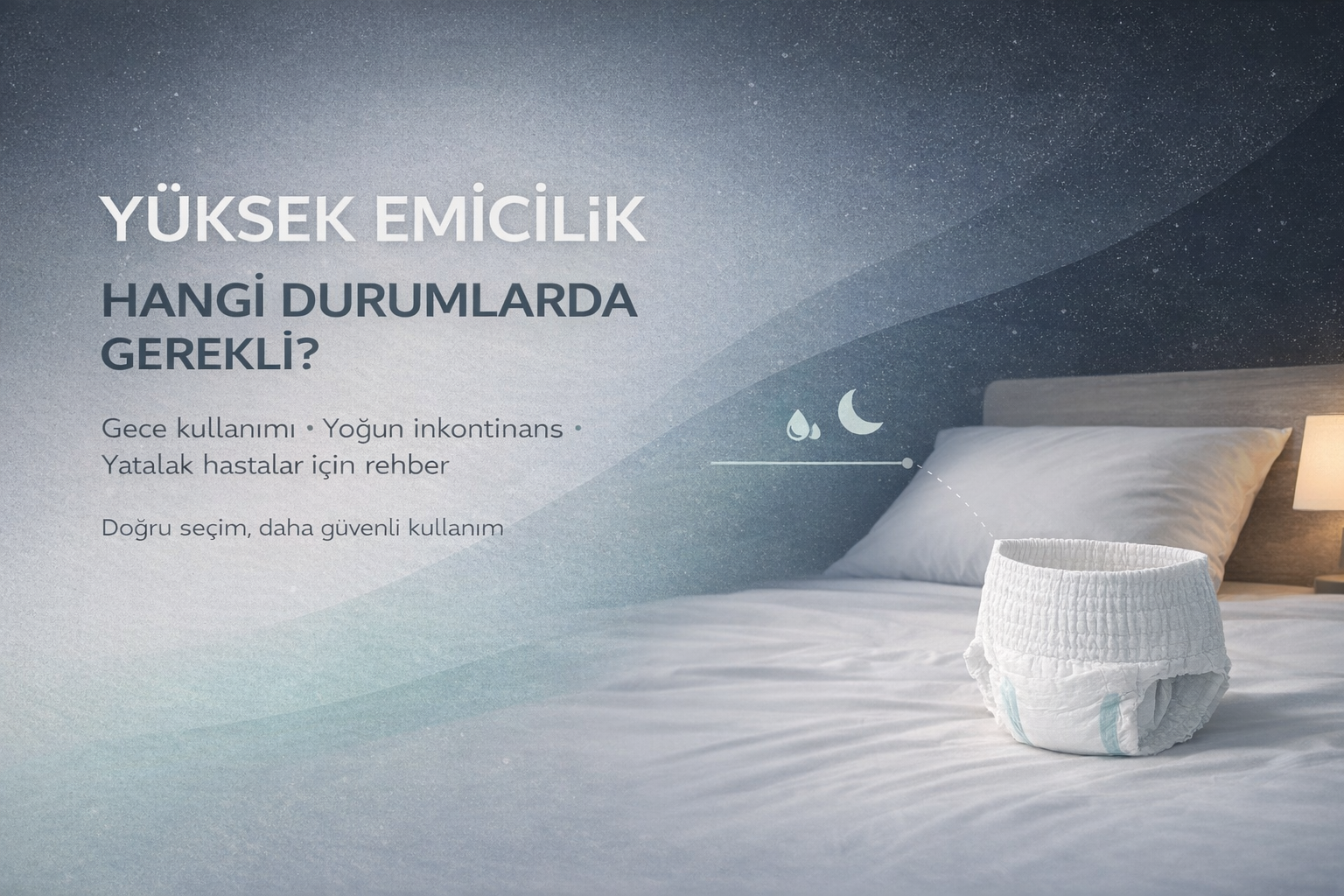 Yüksek emicilikli hasta bezi gece kullanımı ve yoğun inkontinans için çözüm