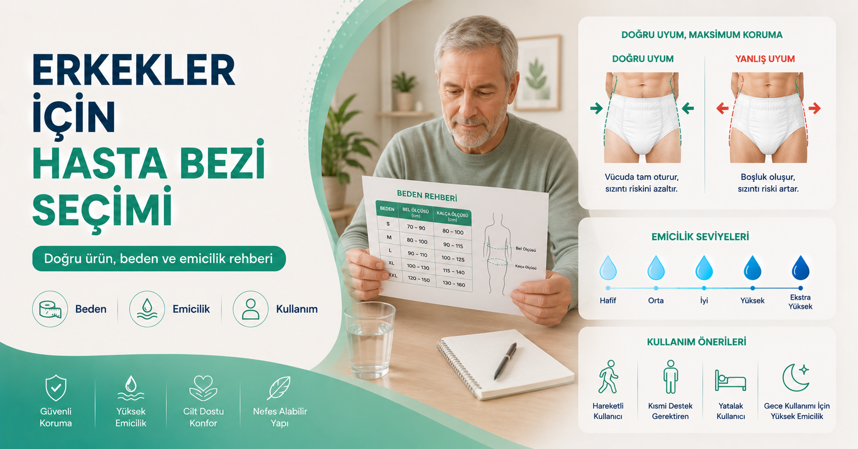 erkekler için hasta bezi seçimi rehberi