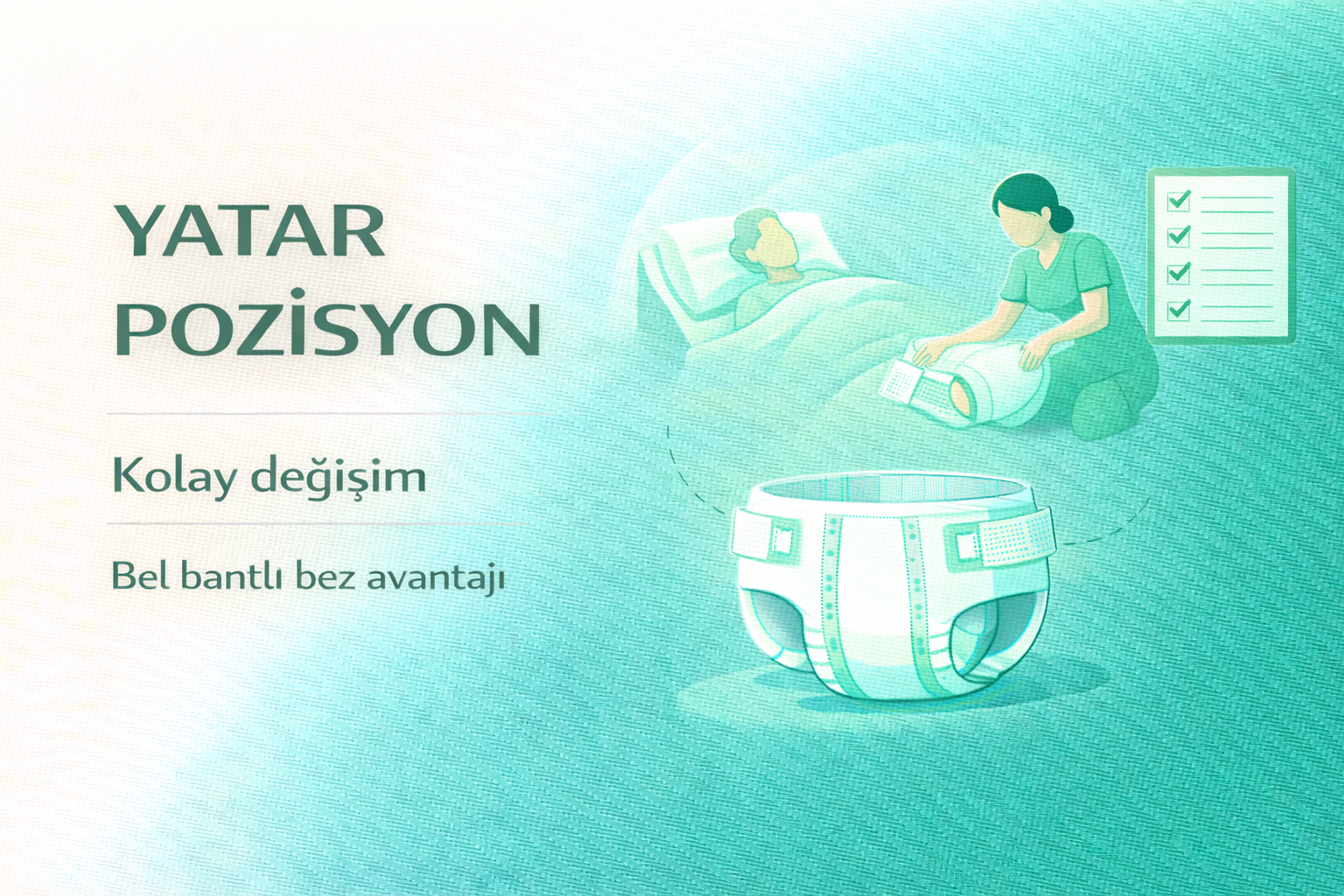 bel bantlı hasta bezi avantajı,yatar pozisyonda bez değişimi,inkontinans bakım rehberi,yetişkin hasta bezi rehberi