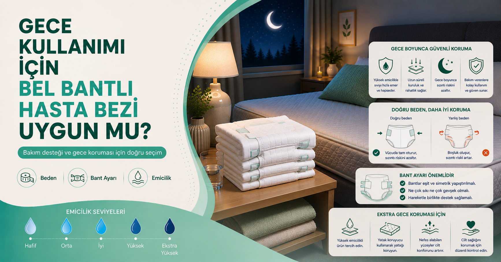 gece kullanımı için bel bantlı hasta bezi rehberi
