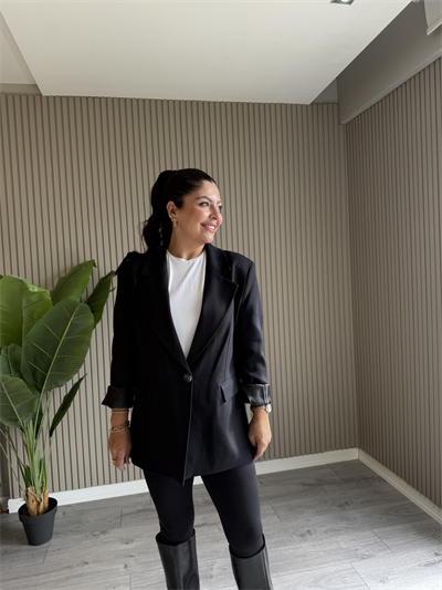 Balık Sırtı Desenli Blazer Ceket