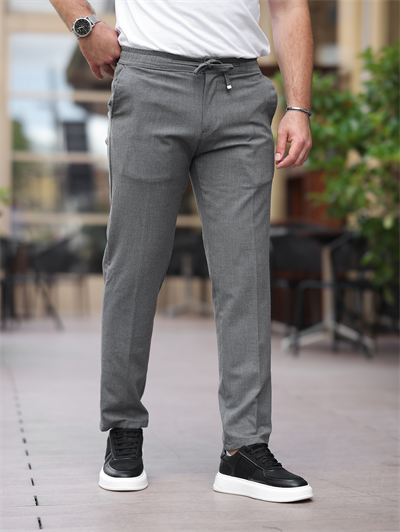 Basic Likralı Orta Gri Jogger Pantolon