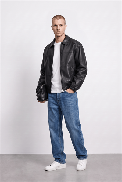 Bill Basic Bomber Deri Ceket - Siyah
