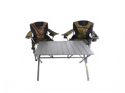 2 adet AlphaBack R108 Katlanır Kamp Sandalyesi Shadow Moss + Kamp Masası Seti