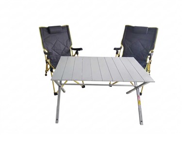 2 adet FlexLounge 3X Katlanabilir Kamp Sandalyesi + Kamp Masası Seti