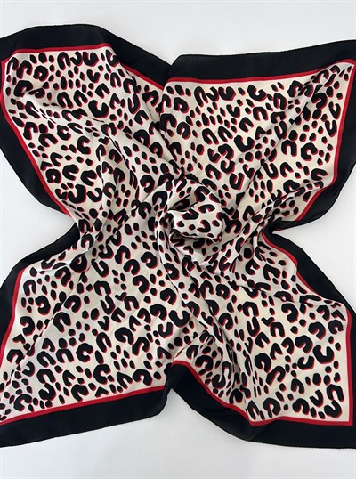 70*70 Leopar Desenli Saten Fular