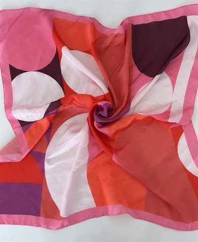 70*70 Pembe Geometri Desen Saten Fular