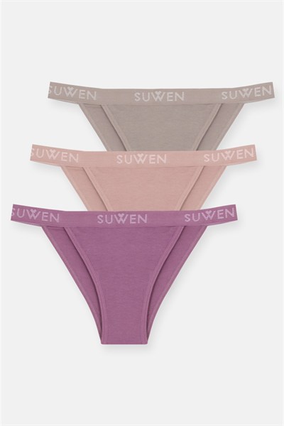 3lü Pamuklu Lastikli Normal Bel Slip Külot