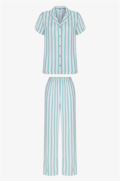 Cam Göbeği Gaia Düğmeli Gömlek Pantolon Pijama Takımı