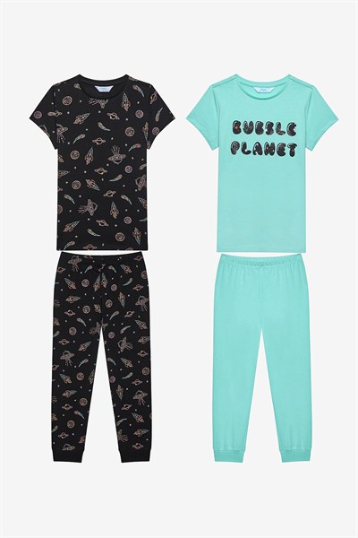 Erkek Çocuk Bubble Pamuklu 2li Çok Renkli Pijama Takımı