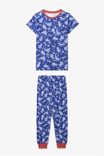 Erkek Çocuk Wild Pamuklu Koyu Mavi Pijama Takımı