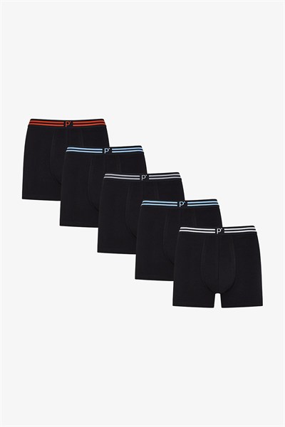 Erkek Renkli Solid Black Çoklu Boxer