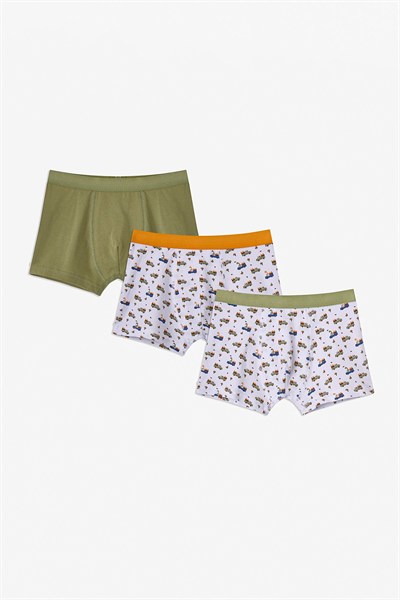 Haki Erkek Çocuk Dino in The Field 3lü Boxer