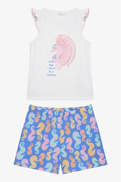 Kız Çocuk Seahorse Pamuklu Pijama Takımı
