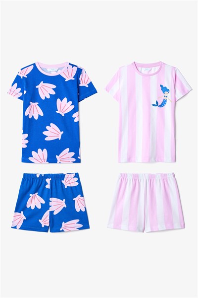 Kız Çocuk Shells Pamuklu 2li Çok Renkli Pijama Takımı