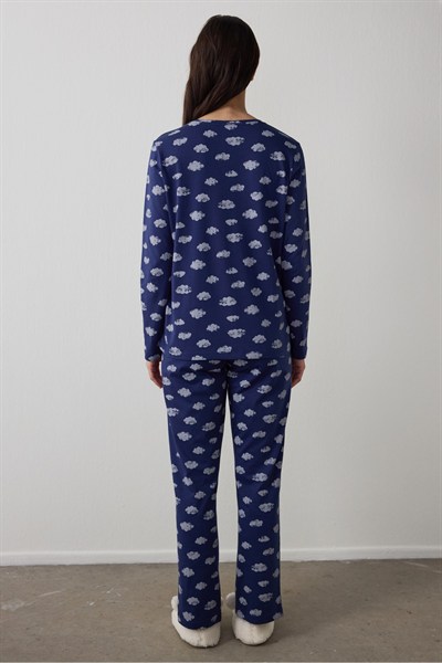 Lacivert Cloudy Night Pantolon Pijama Takımı