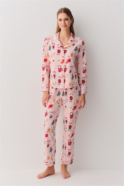 Lulusu Gömlek Yaka Pijama Takımı